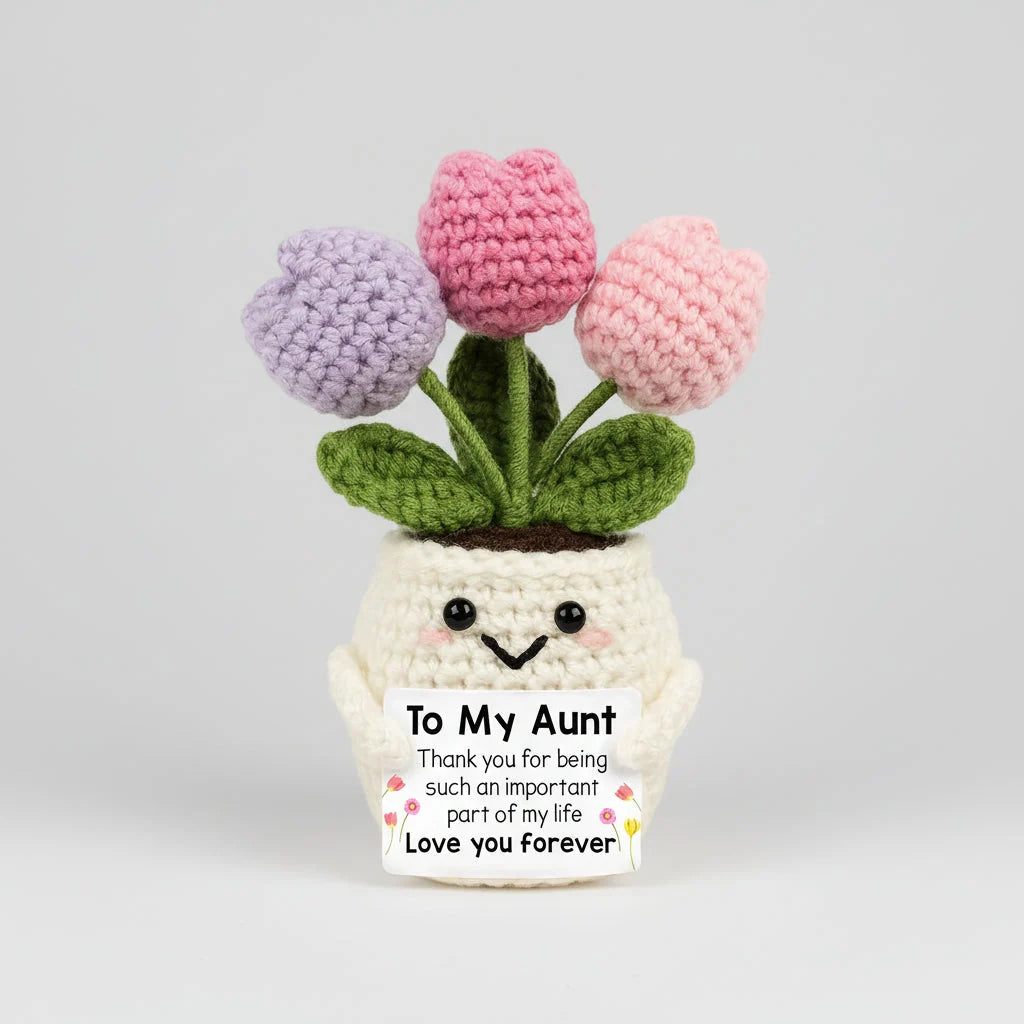 Hand-Crocheted Flower Bendable Wired Stem Trimmable