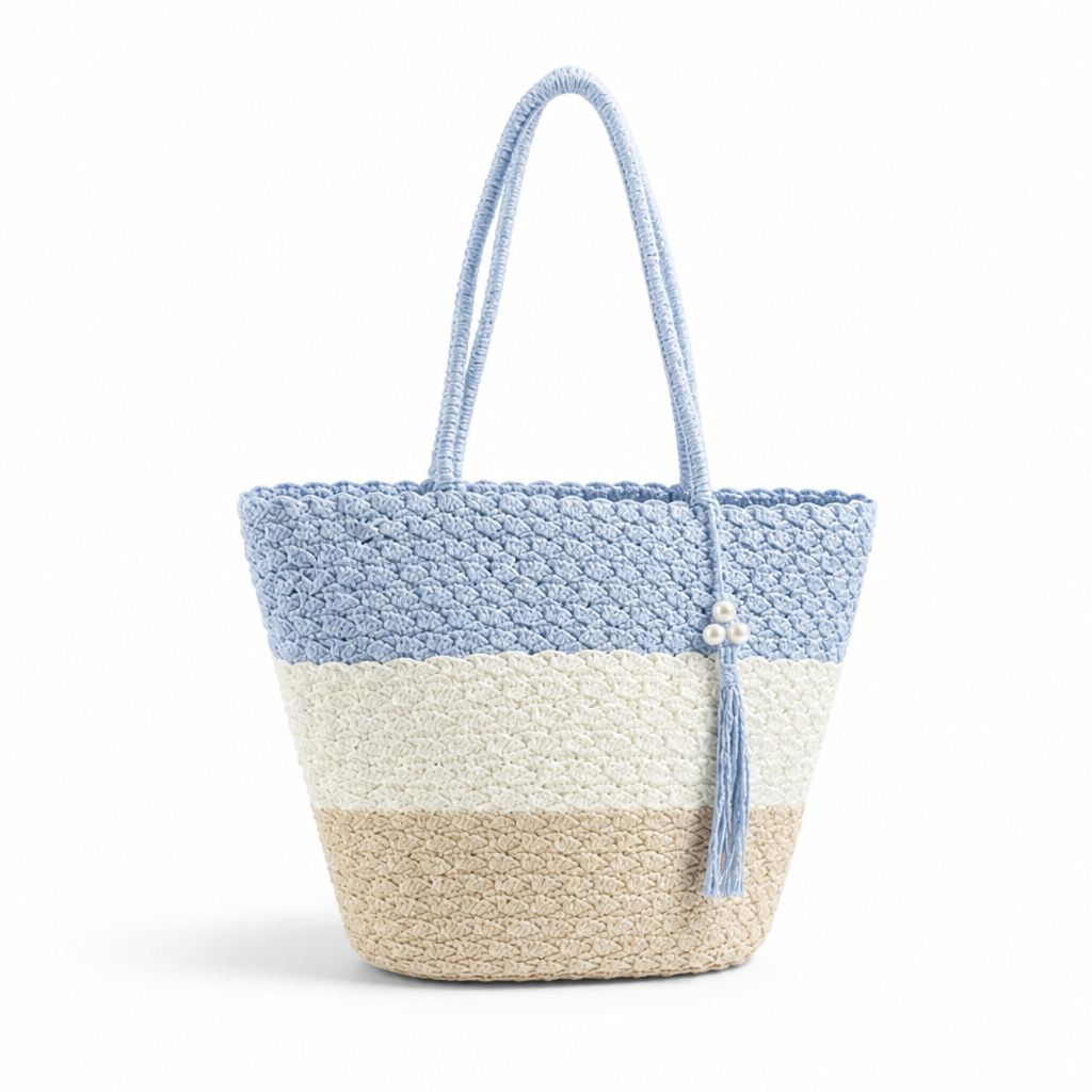 Hand-Crocheted Spacious Tassel Shoulder Bag