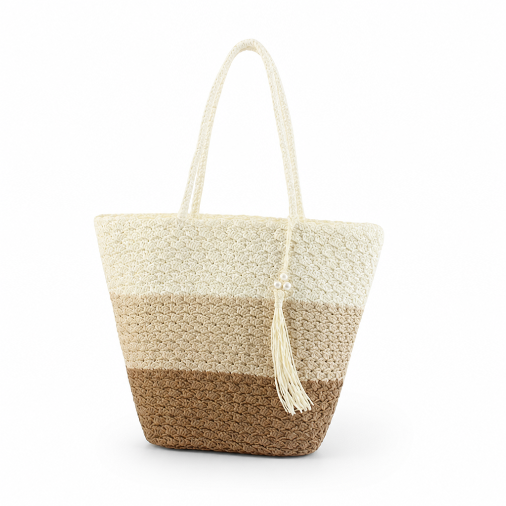 Hand-Crocheted Spacious Tassel Shoulder Bag