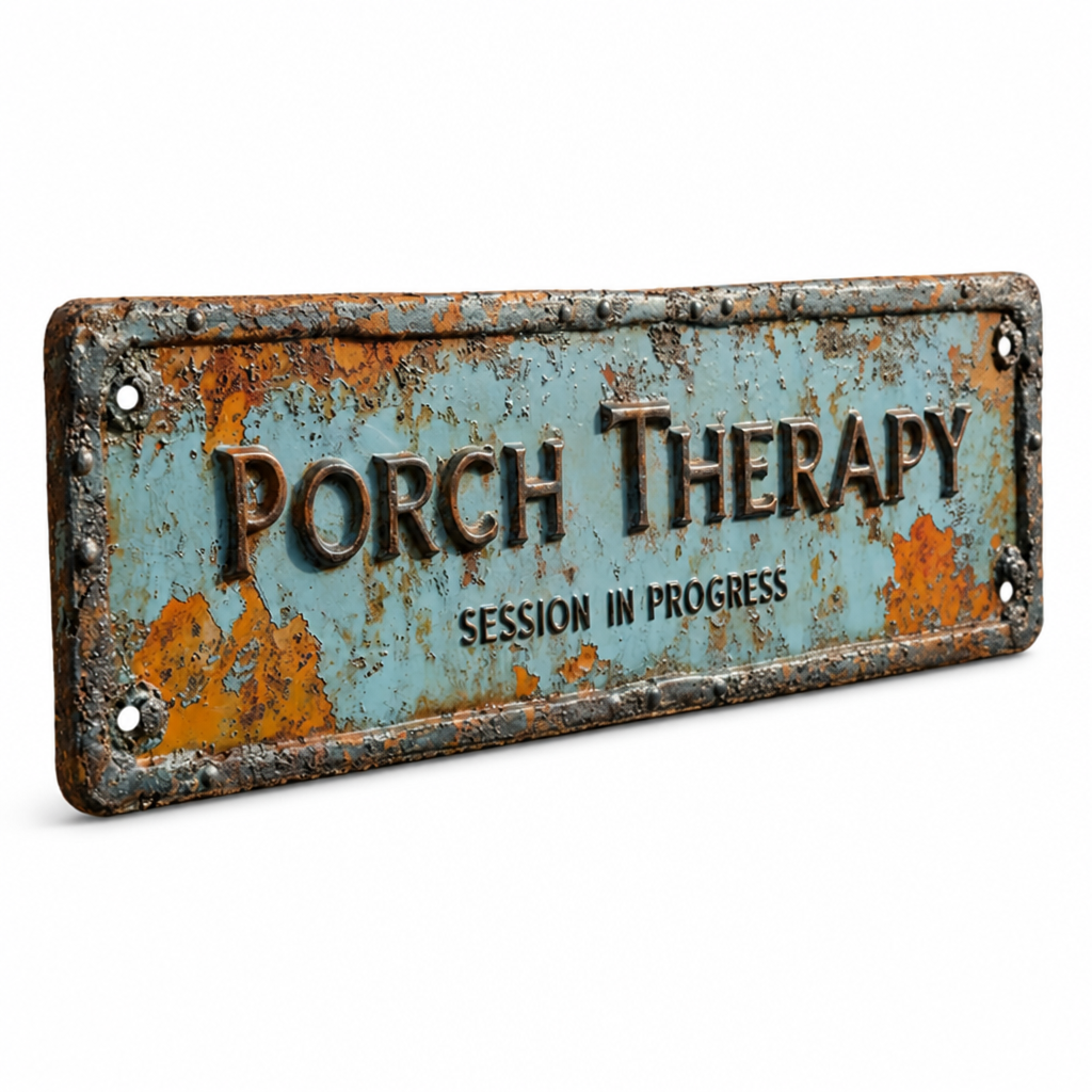 Hand-Distressed Raised 3D Metal Porch Sign (Ready-to-Hang)