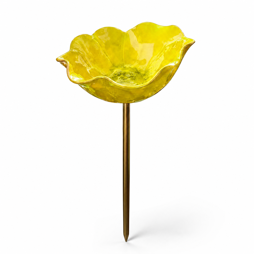 Hand-Formed Weather-Resistant Metal Bird Bath Stake (28 in Height)