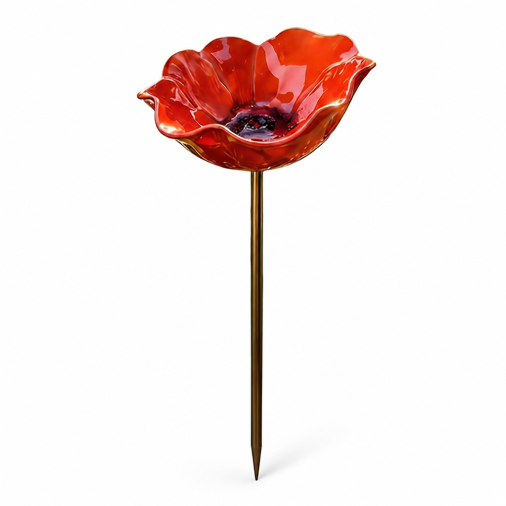 Hand-Formed Weather-Resistant Metal Bird Bath Stake (28 in Height)