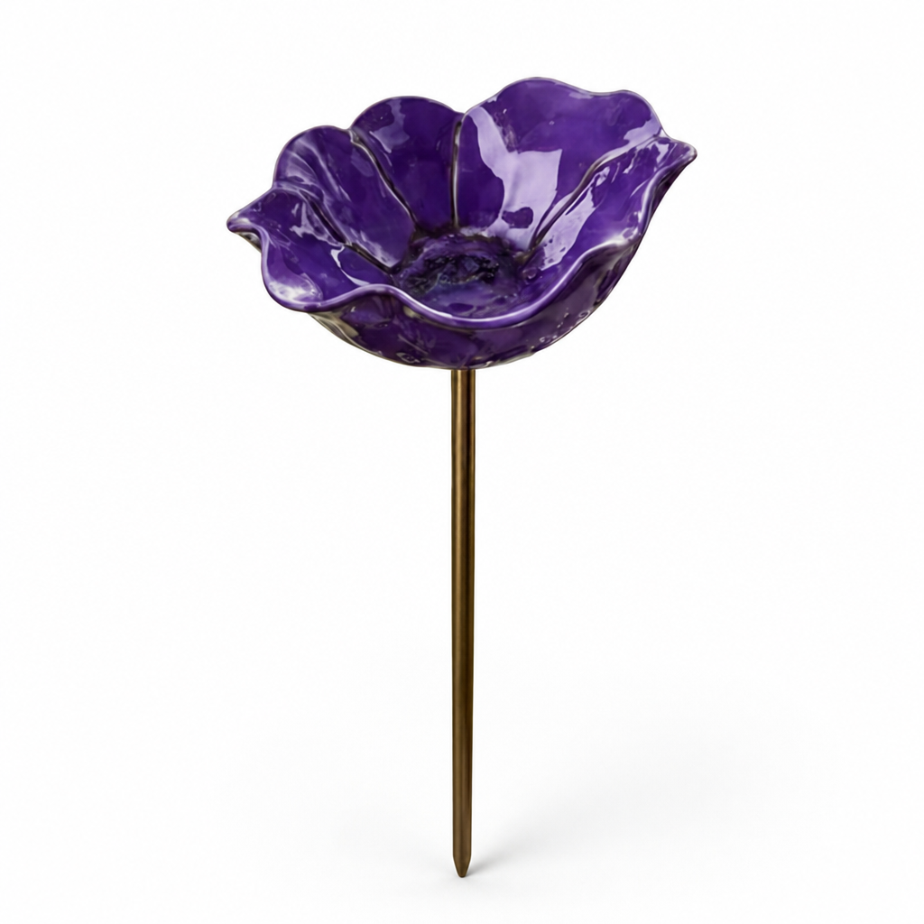 Hand-Formed Weather-Resistant Metal Bird Bath Stake (28 in Height)