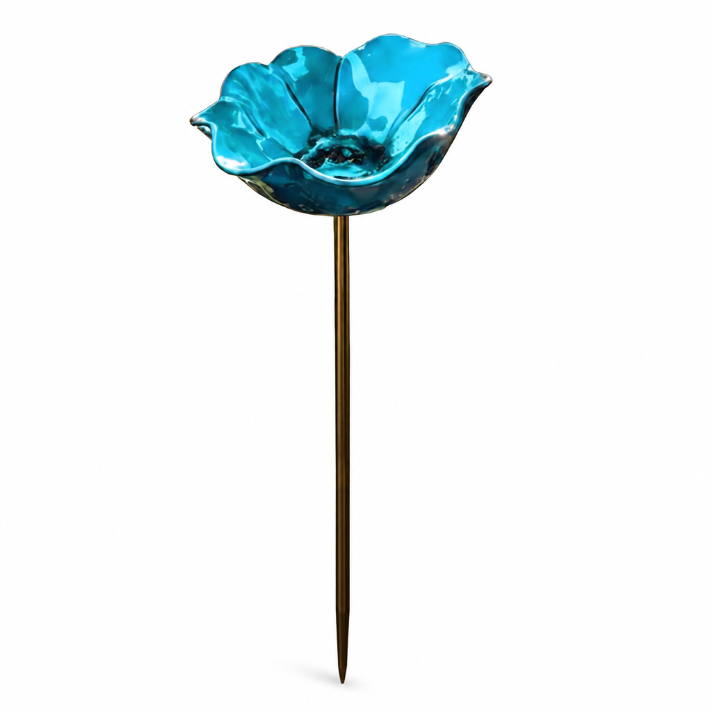 Hand-Formed Weather-Resistant Metal Bird Bath Stake (28 in Height)