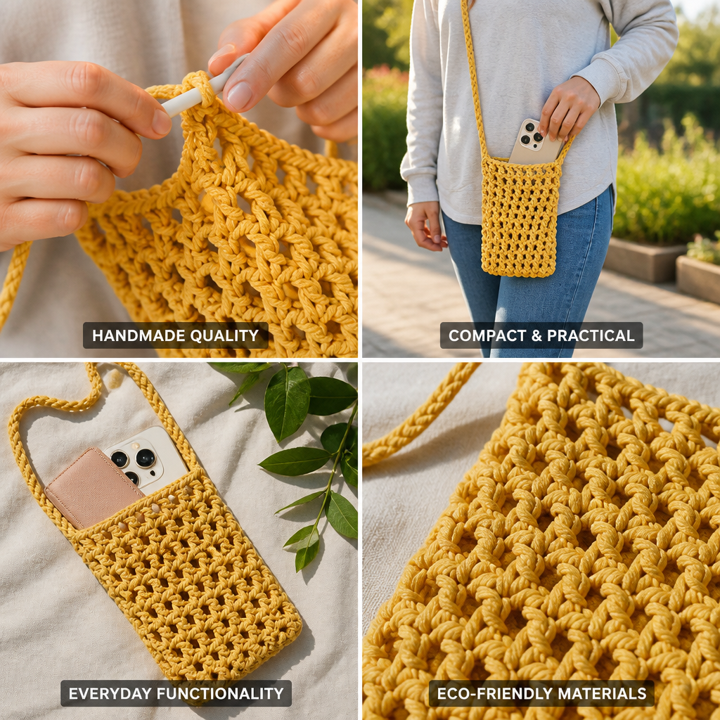 Hand-Knotted Eco-Friendly Macramé Shoulder Bag