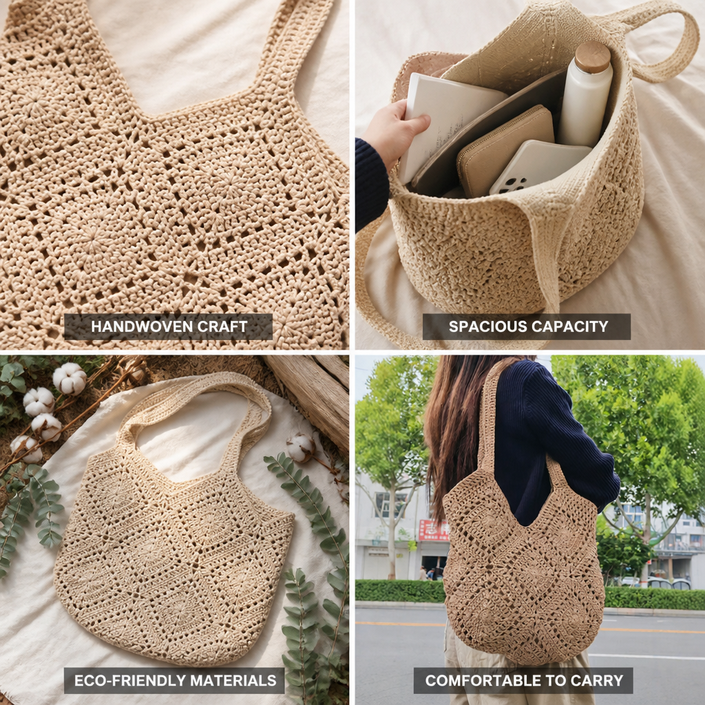 Hand-Knotted Eco-Friendly Spacious Tote Bag