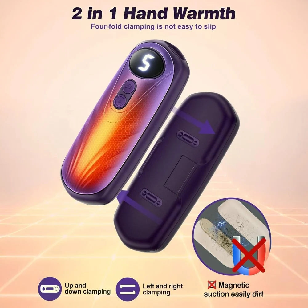Hand Warmers Rechargeable Set of 2 Five Heat Settings LED Display