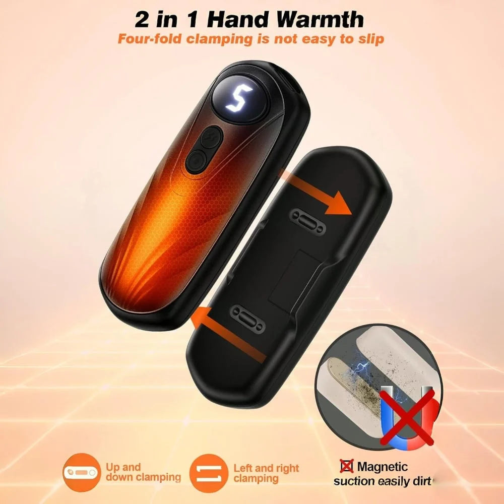 Hand Warmers Rechargeable Set of 2 Five Heat Settings LED Display