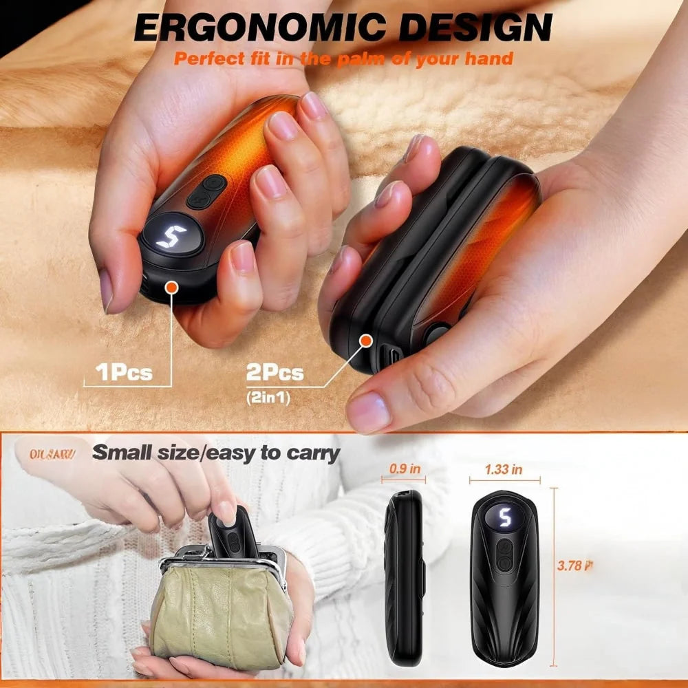 Hand Warmers Rechargeable Set of 2 Five Heat Settings LED Display