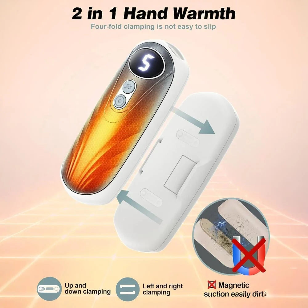 Hand Warmers Rechargeable Set of 2 Five Heat Settings LED Display