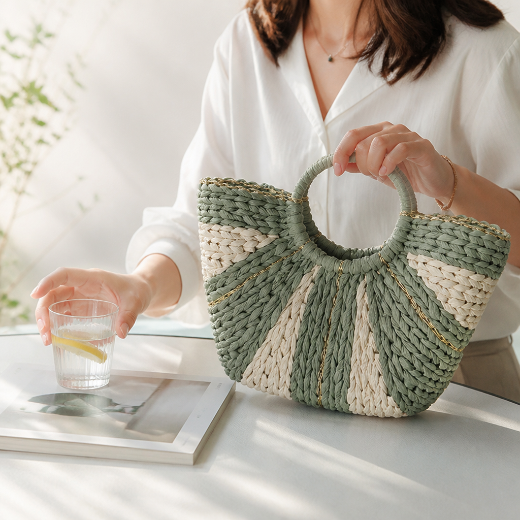 Hand-Woven Natural Eco-Friendly Basket Bag