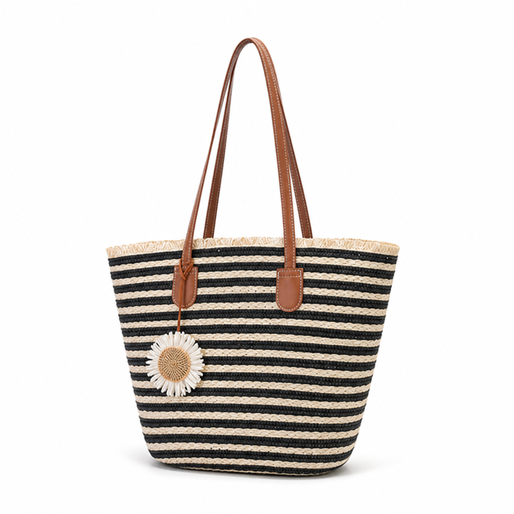 Hand-Woven Spacious Beach Tote (With Outer Pocket)