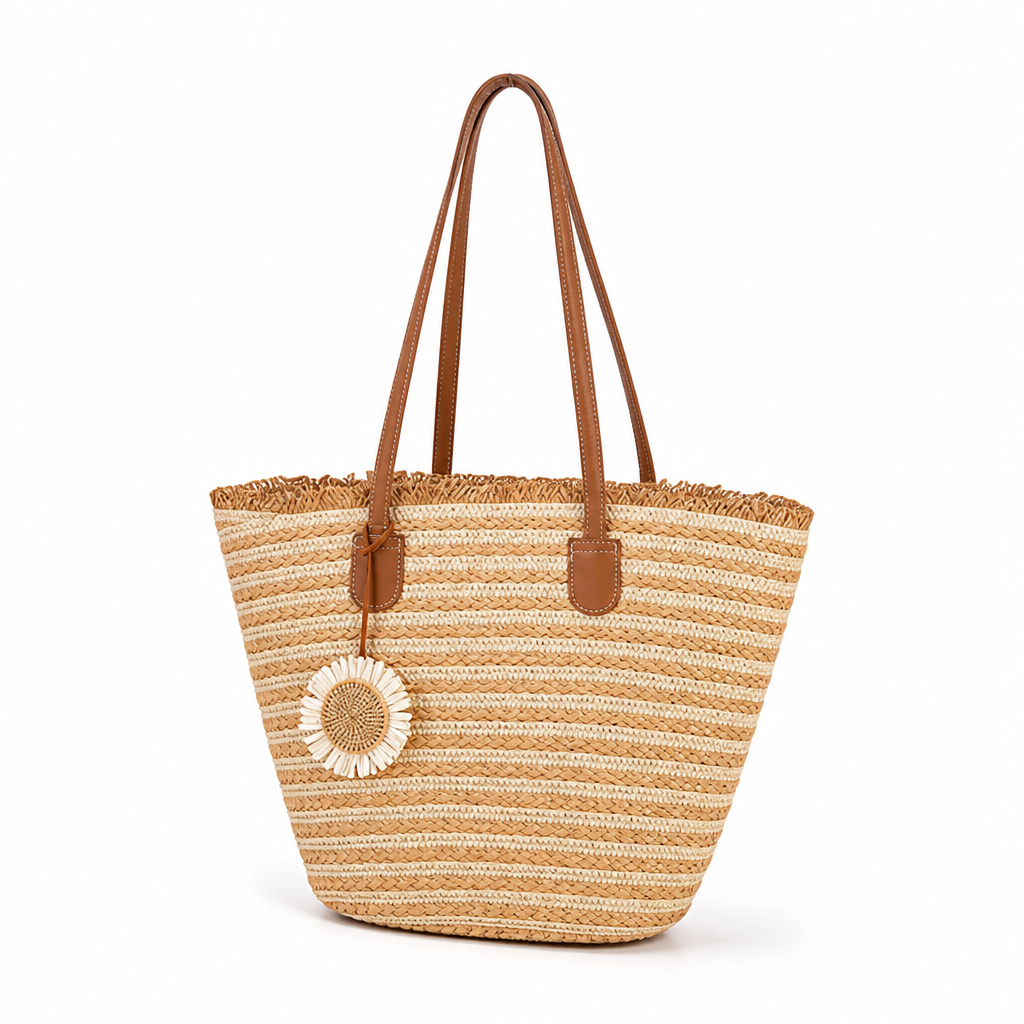 Hand-Woven Spacious Beach Tote (With Outer Pocket)