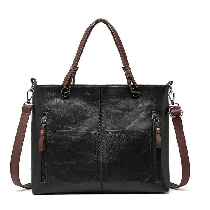 Handbag Leather Structured Design Adjustable Shoulder Strap