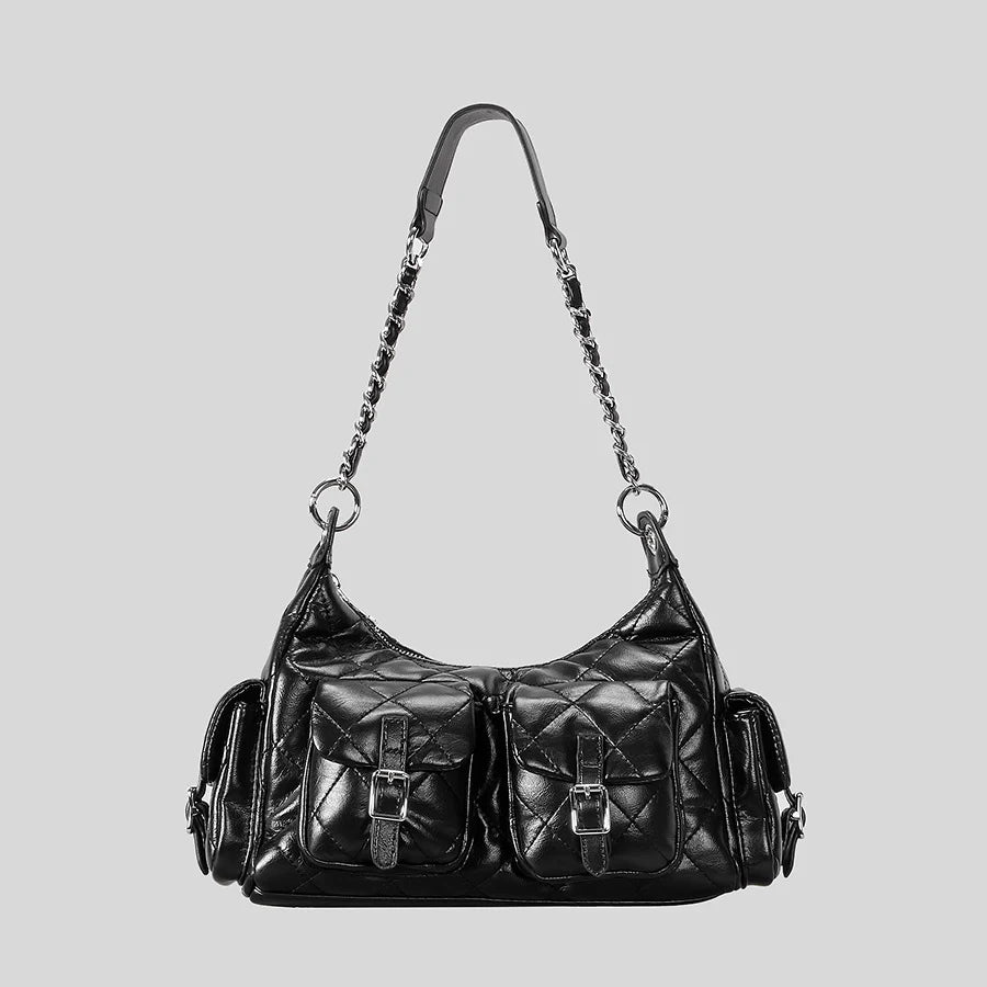 Handbag Quilted Multiple Pockets Adjustable Chain Strap
