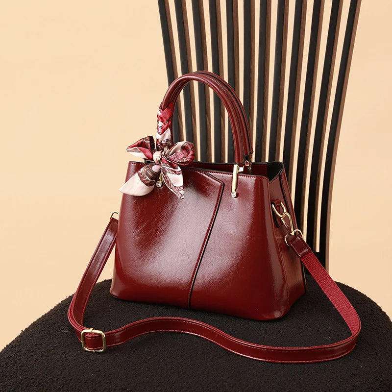 Handbag Structured Faux Leather Detachable Strap
