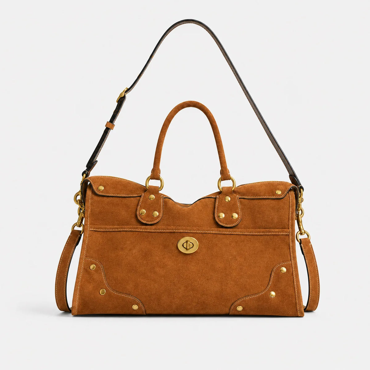 Handbag Suede Adjustable Shoulder Strap Spacious Interior