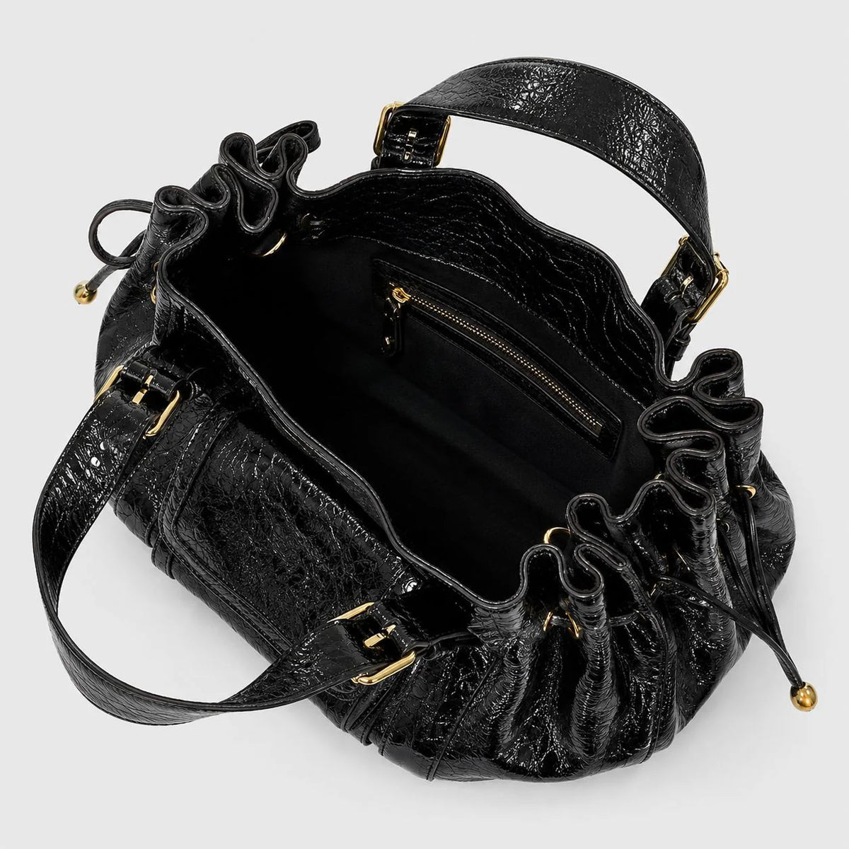 Handbag Textured Leather Structured Design Detachable Shoulder Strap