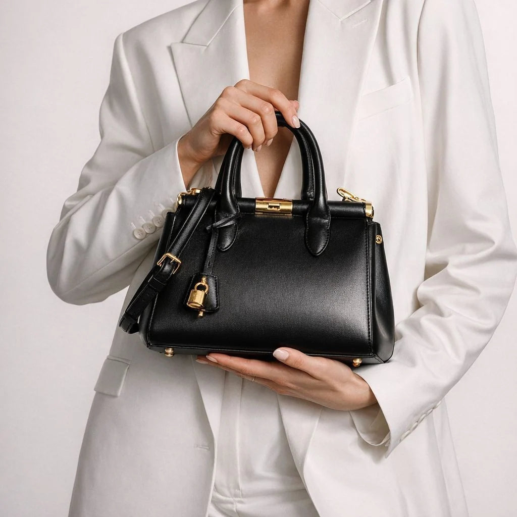 Handbag Textured Leather Top Handles & Shoulder Strap