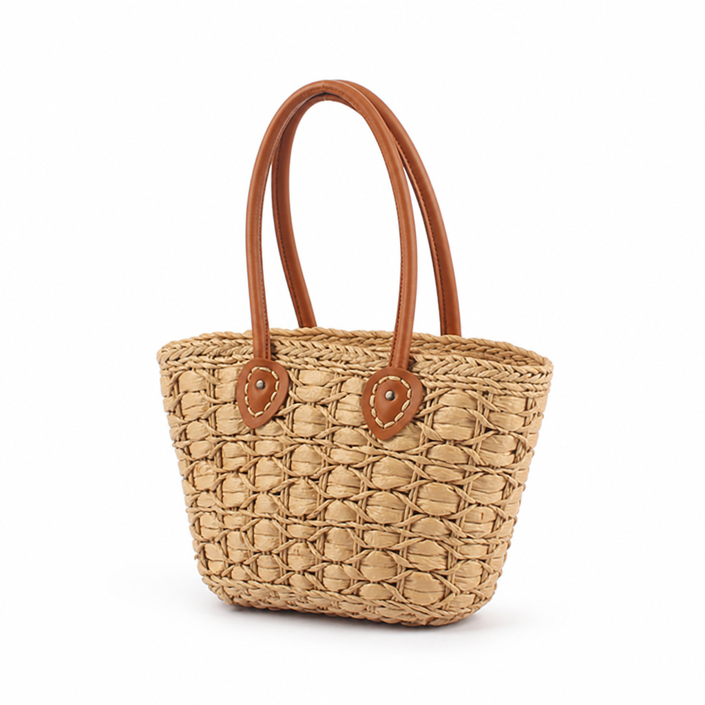 Handcrafted Braided Straw Tote Bag