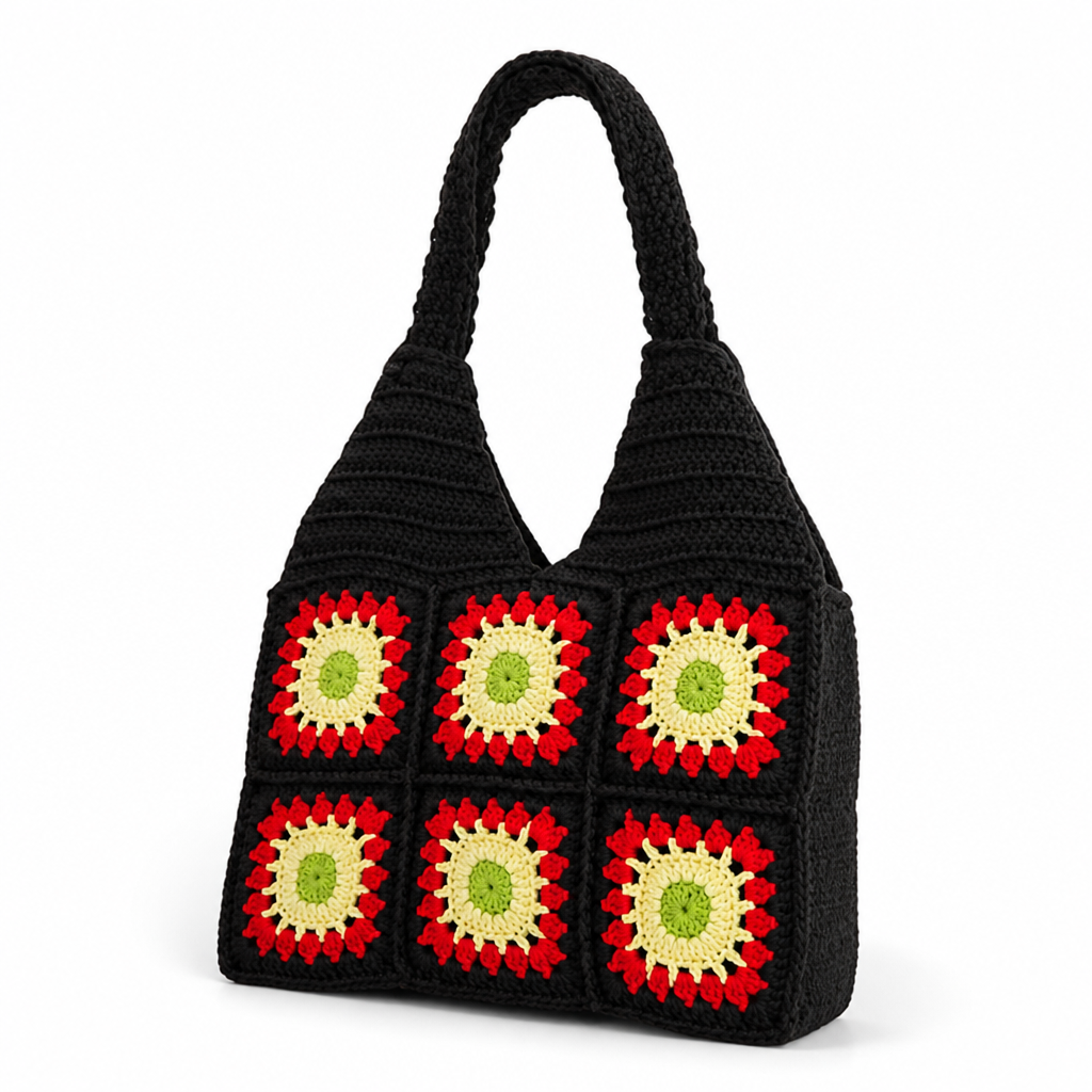 Handcrafted Colorful Crochet Handbag (Wide Shoulder Straps)