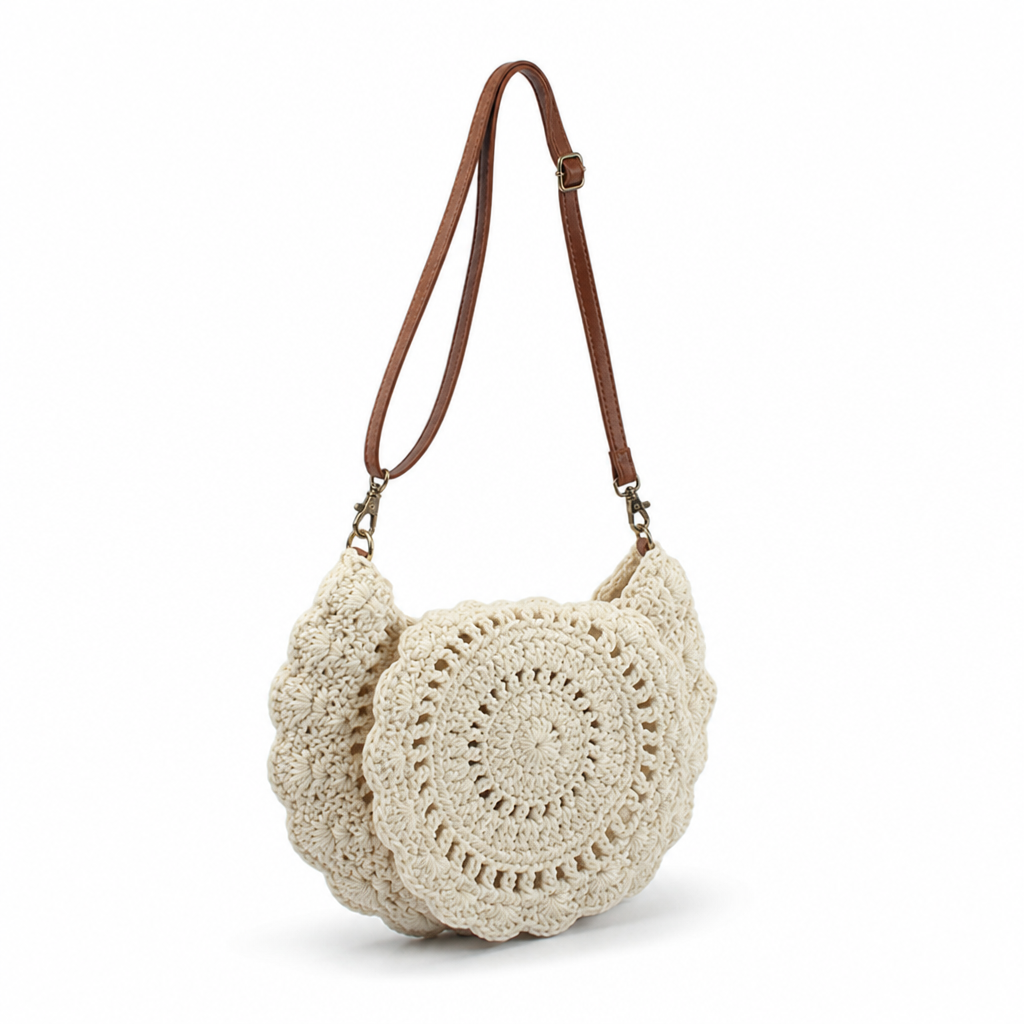 Handcrafted Crochet Shoulder Bag (Adjustable Strap)