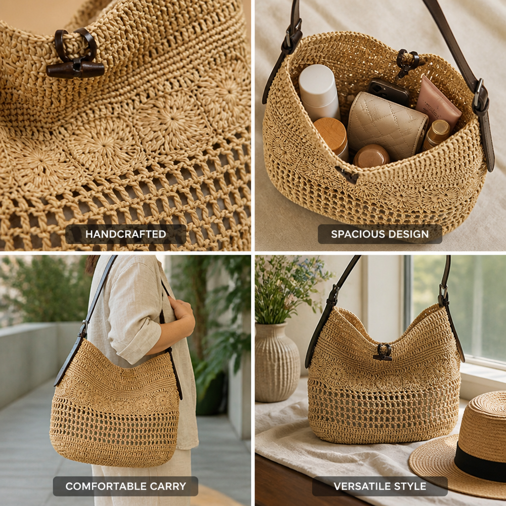 Handcrafted Crochet Spacious Crossbody Bag