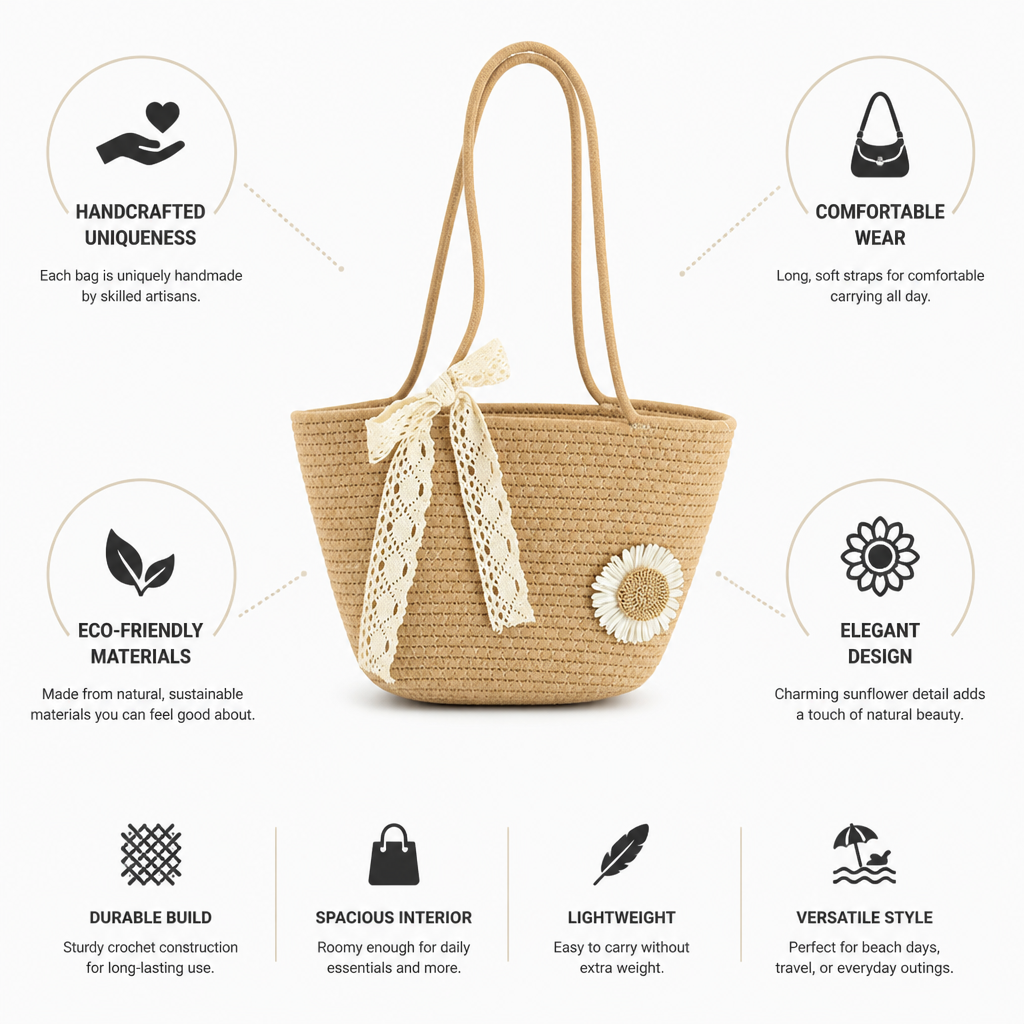 Handcrafted Crochet Sunflower Shoulder Bag