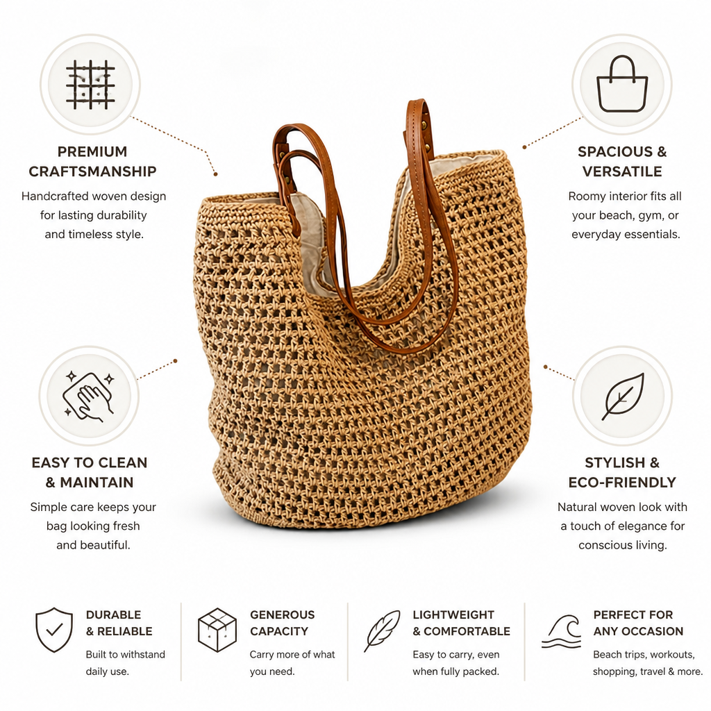 Handcrafted Durable Woven Beach Tote
