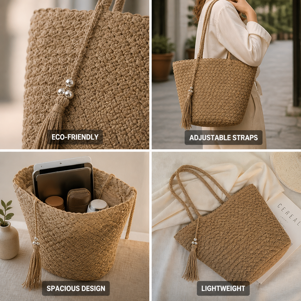 Handcrafted Eco-Friendly Shoulder Bag (Adjustable Straps)