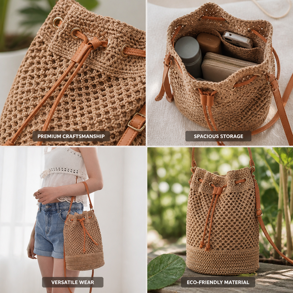 Handcrafted Eco-Friendly Shoulder & Crossbody Bag (Adjustable Strap)
