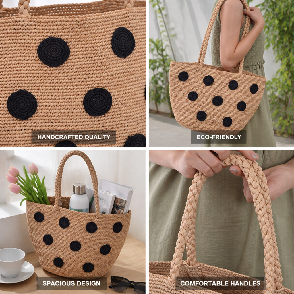 Handcrafted Eco-Friendly Tote Bag (Woven Handles)