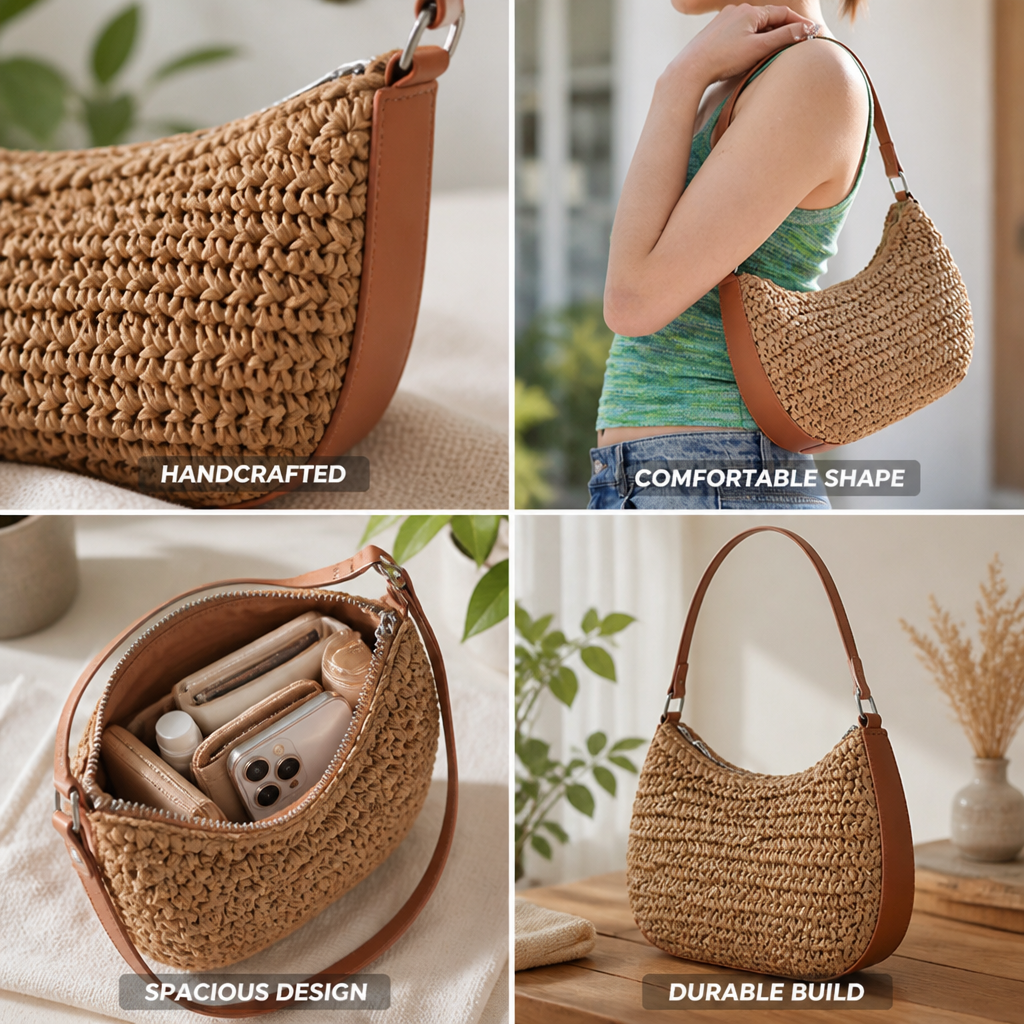 Handcrafted Ergonomic Spacious Hobo Handbag