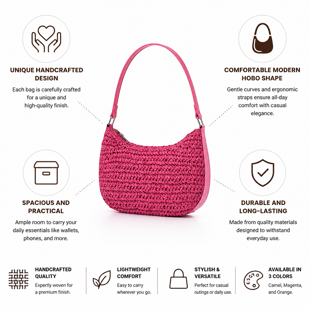 Handcrafted Ergonomic Spacious Hobo Handbag