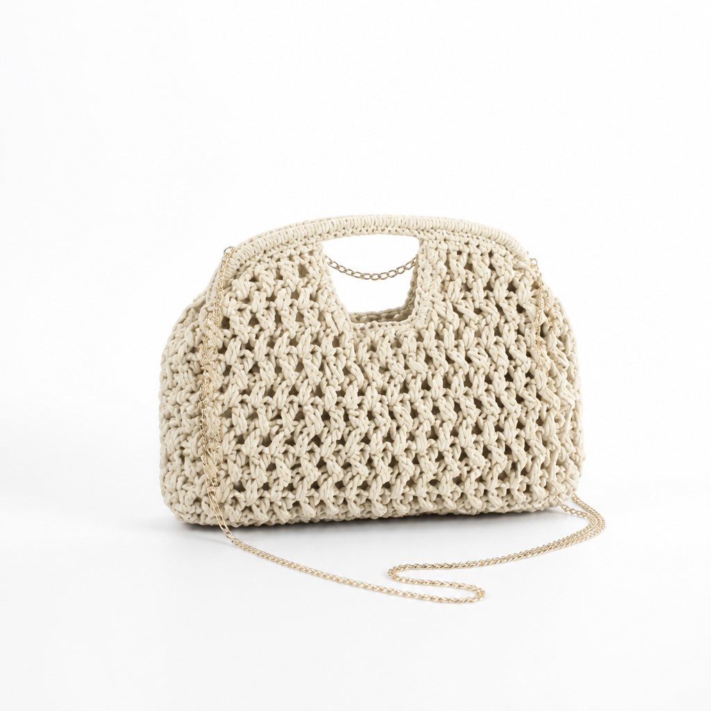 Handcrafted Metallic Chain Lightweight & Spacious Handbag