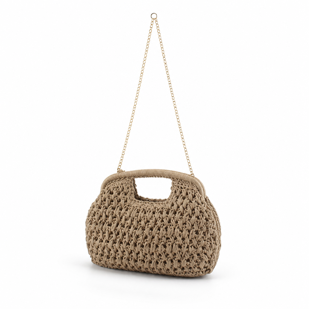 Handcrafted Metallic Chain Lightweight & Spacious Handbag