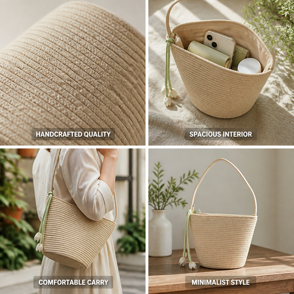 Handcrafted Natural Fabric Minimalist Handbag