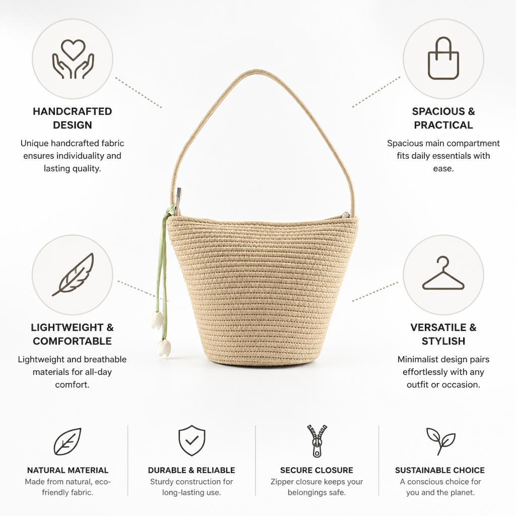 Handcrafted Natural Fabric Minimalist Handbag