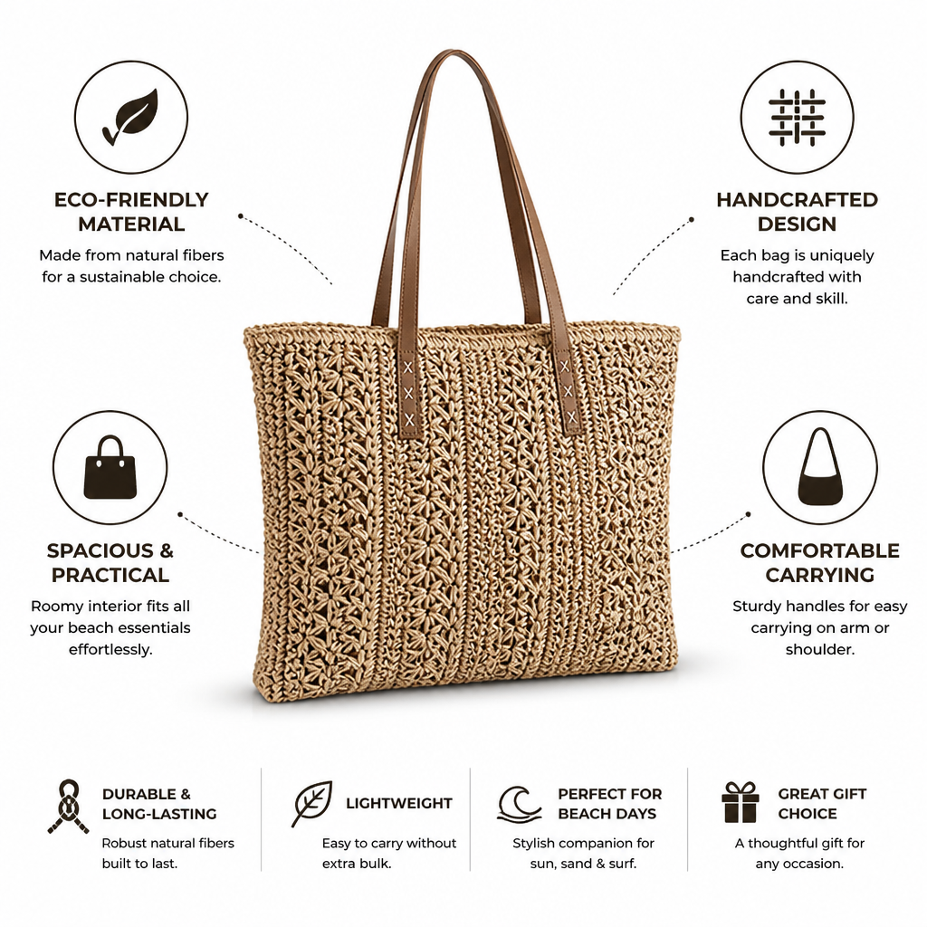 Handcrafted Natural-Fiber Macramé Beach Bag