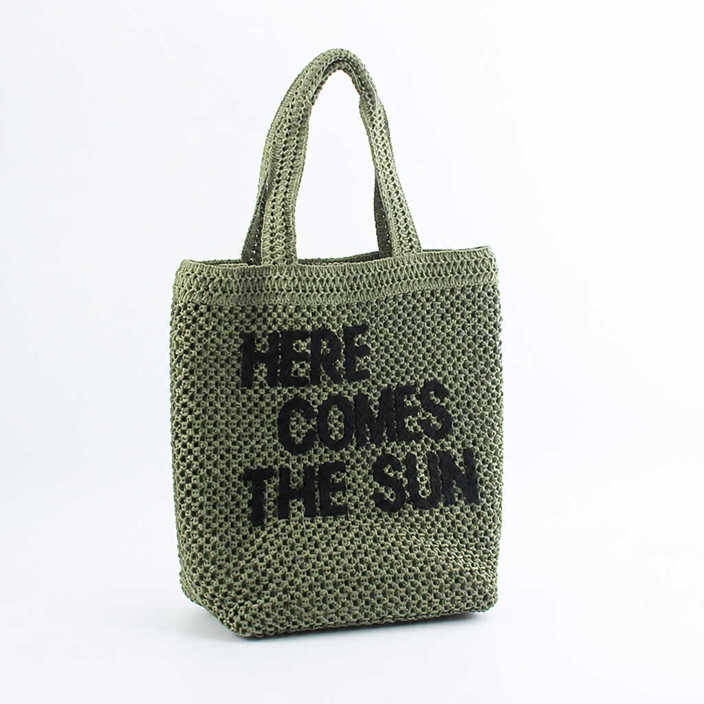 Handcrafted Natural-Fiber Macrame Tote (Quote Design)