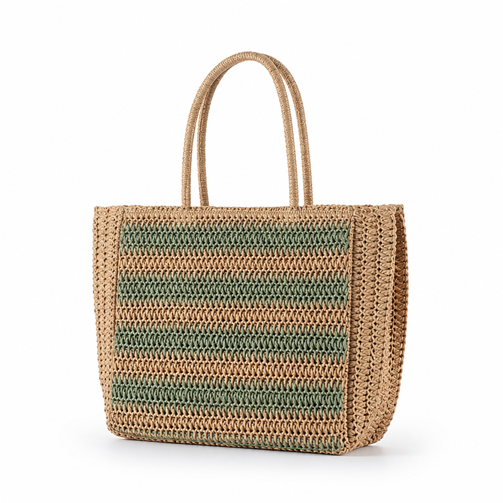 Handcrafted Natural Striped Tote Bag
