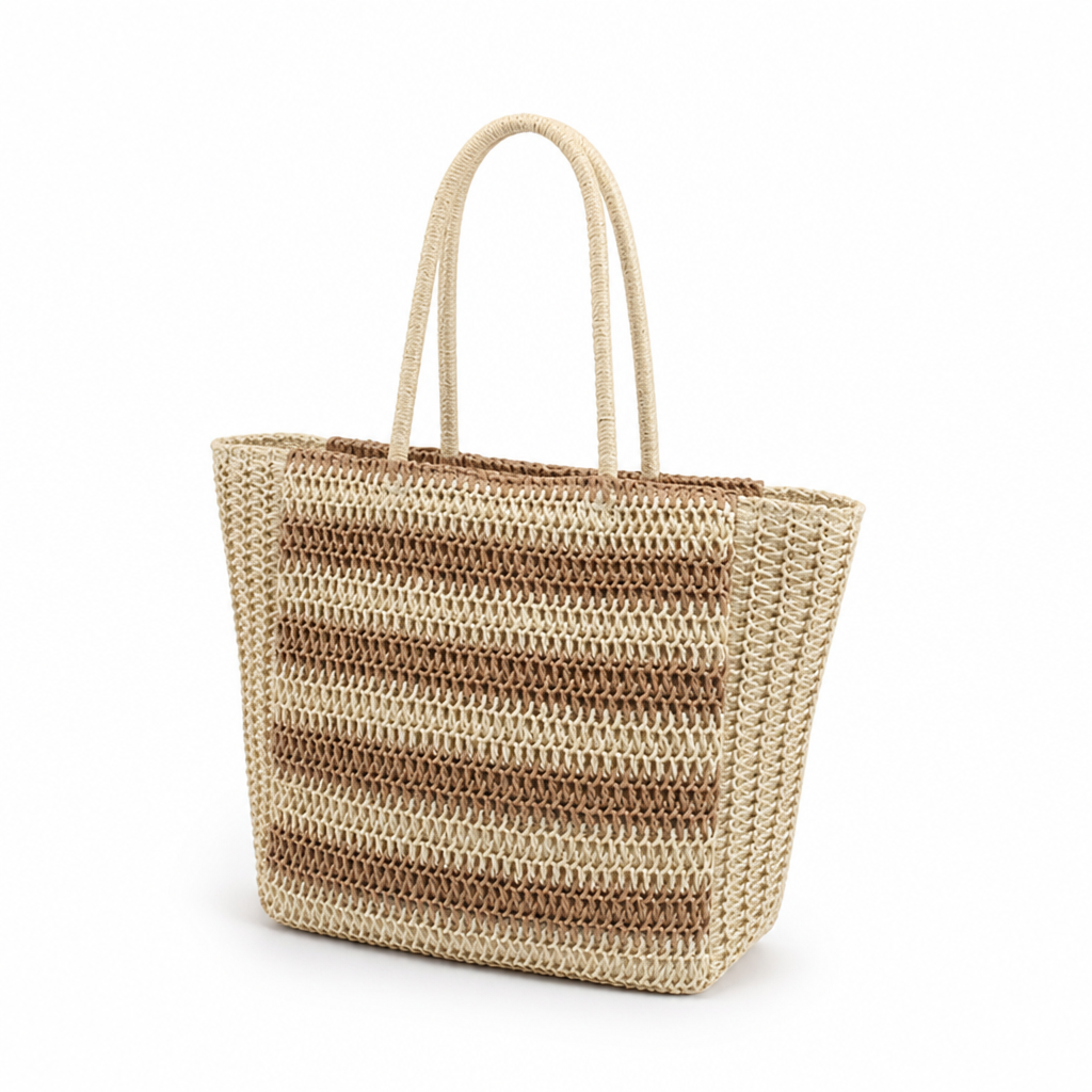 Handcrafted Natural Striped Tote Bag
