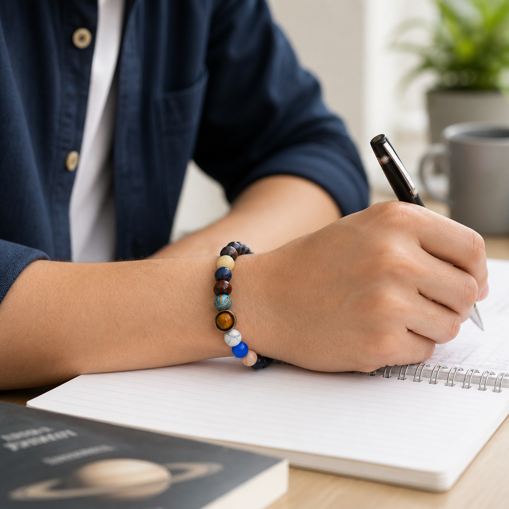 Handcrafted Solar System Beaded Bracelet (Stretch)