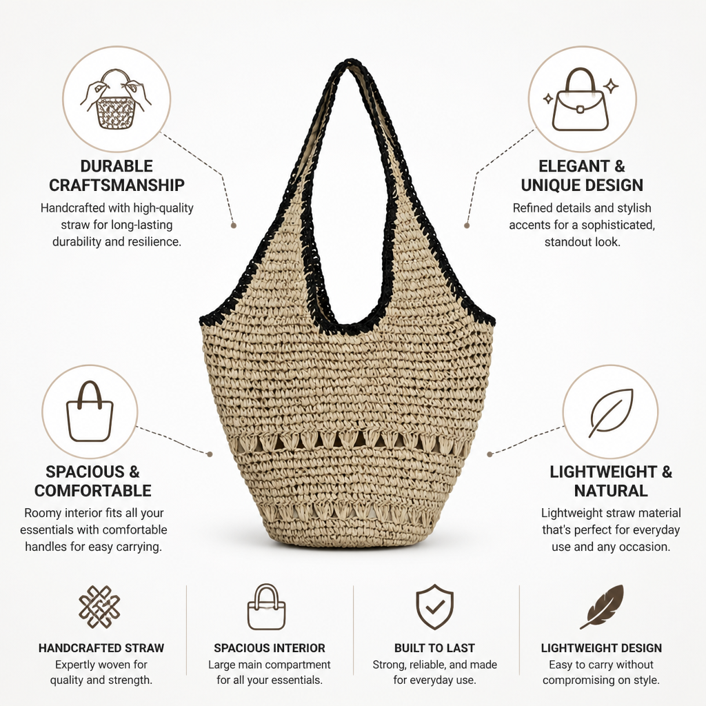 Handcrafted Spacious Straw Tote