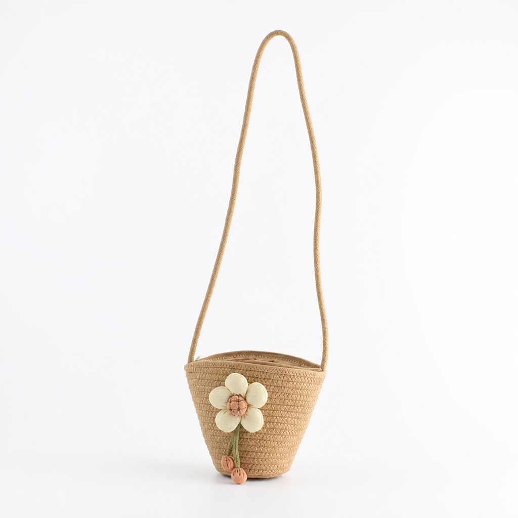 Handcrafted Sustainable Cotton Flower-Embroidered Shoulder Bag