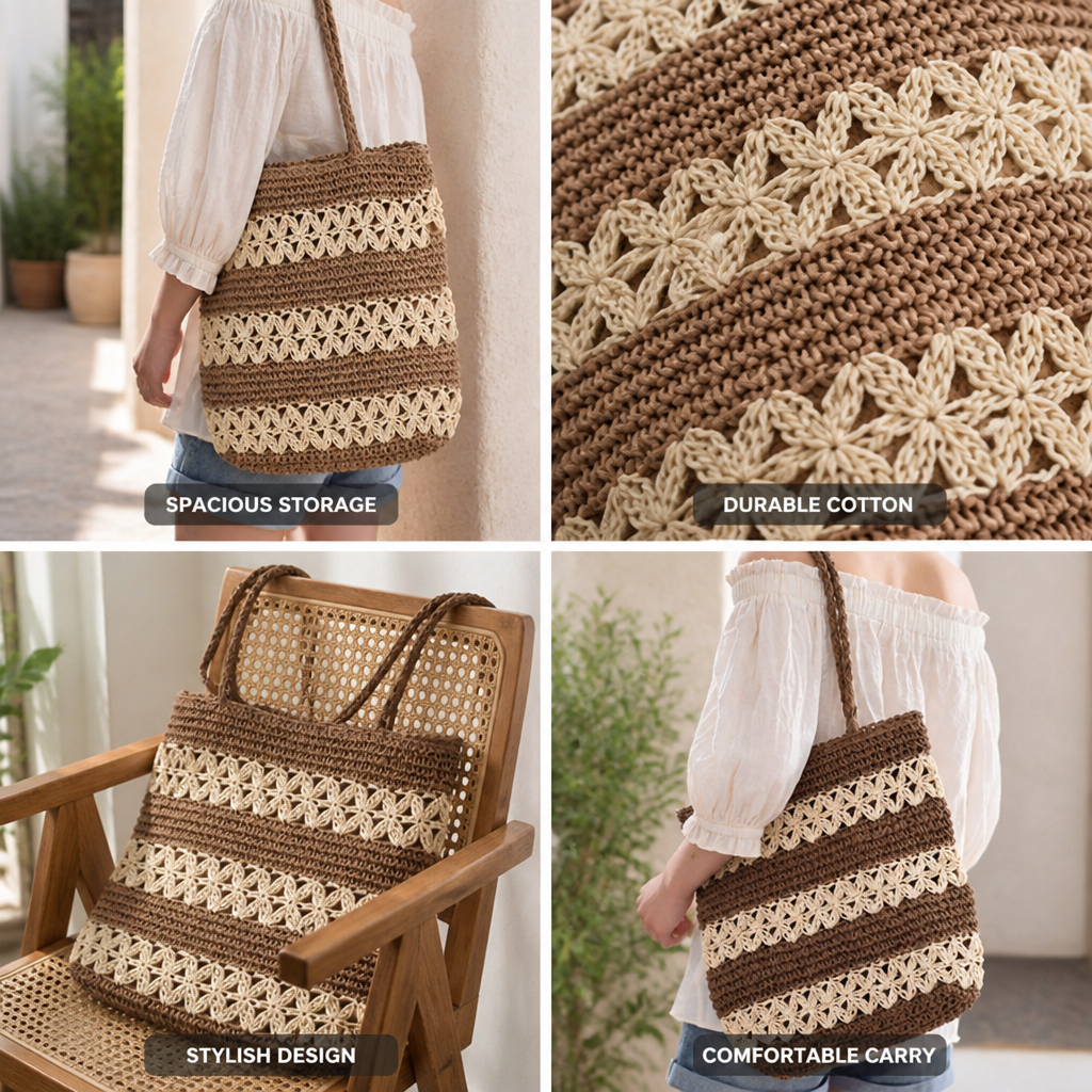 Handcrafted Sustainable Cotton Tote Bag (Two-Tone)