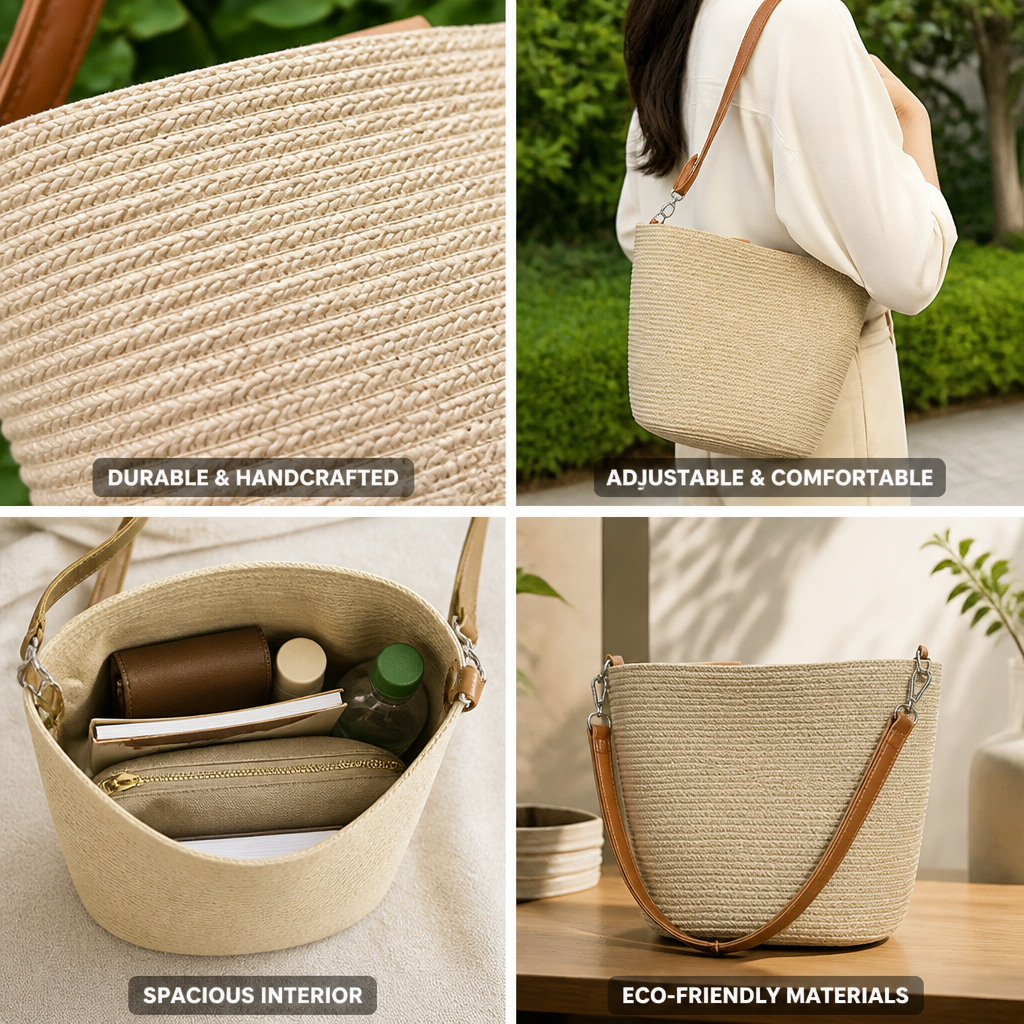 Handcrafted Woven Adjustable Strap Shoulder Bag