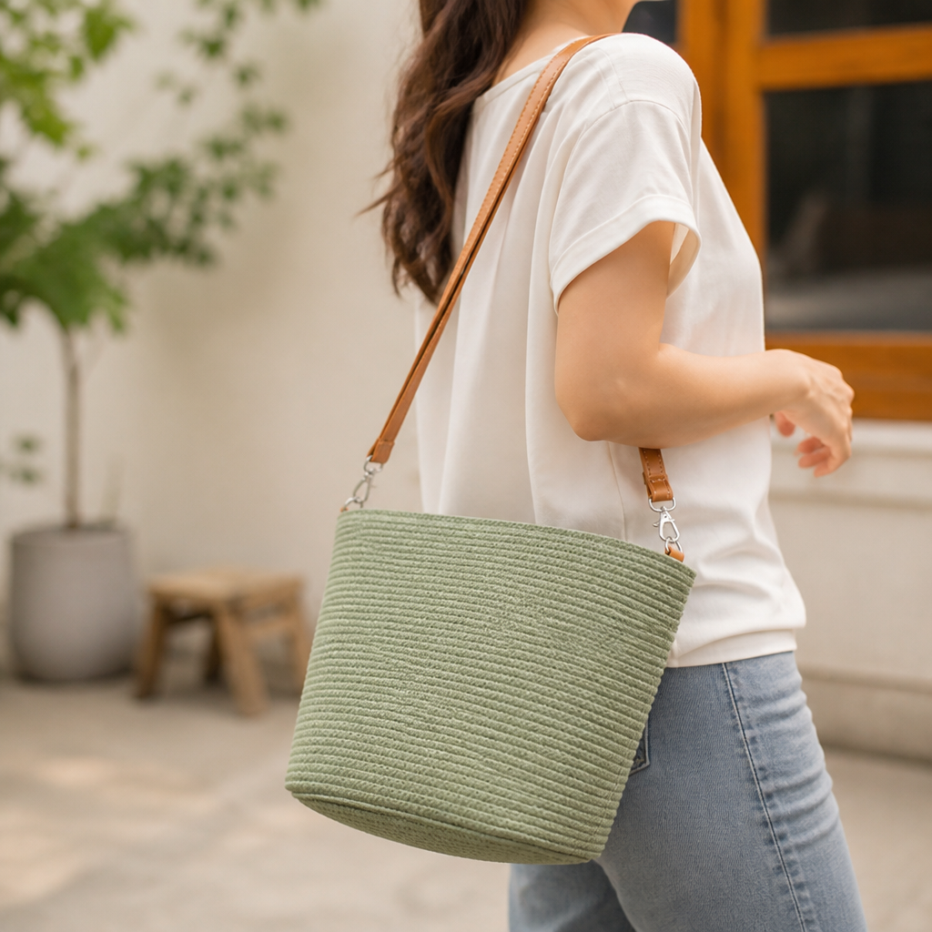 Handcrafted Woven Adjustable Strap Shoulder Bag