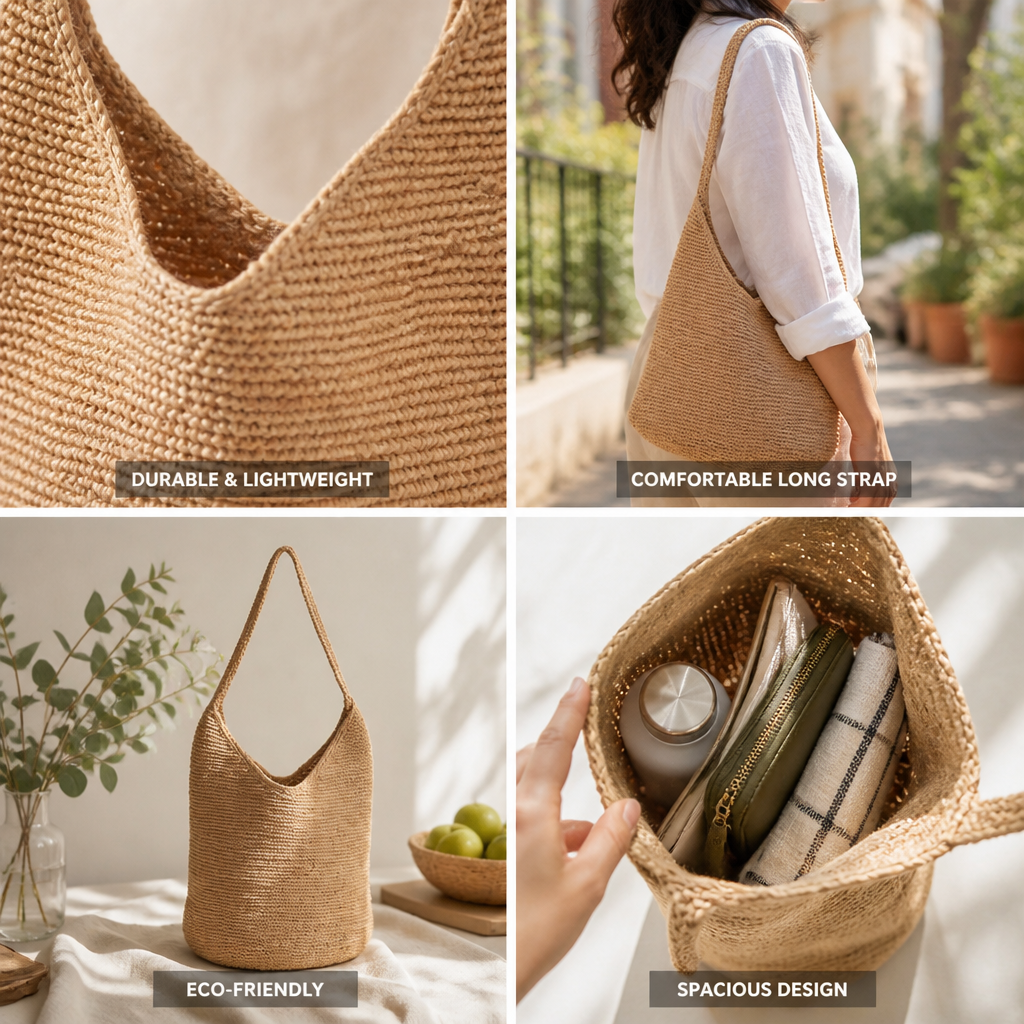 Handcrafted Woven Eco-Friendly Shoulder Bag (Long Strap)