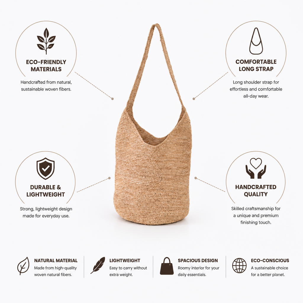 Handcrafted Woven Eco-Friendly Shoulder Bag (Long Strap)